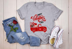 Goat shirt featuring Happy Valentines Yall red truck Valentine design printed on soft Gildan tee. Cute gift for goat lovers.