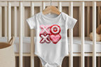 XOXO Faux Latch Hook Onesie | Fuzzy DTF Design in Pink, Red & White!