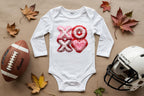 XOXO Faux Latch Hook Onesie | Fuzzy DTF Design in Pink, Red & White!