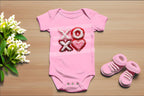 XOXO Faux Latch Hook Onesie | Fuzzy DTF Design in Pink, Red & White!