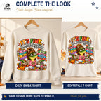 Matching natural juggling gator sweatshirt and Softstyle T-shirt options.