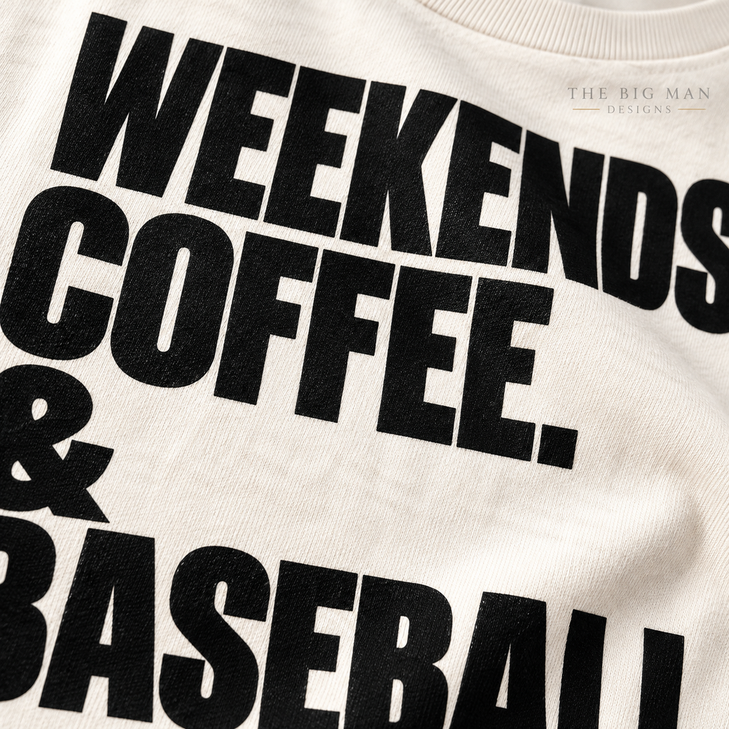 Weekends Coffee and Baseball: Cropped print quality and fabric detail. The Big Man Designs.