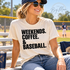 Weekends Coffee and Baseball: Woman wearing shirt at baseball park. The Big Man Designs.