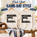 Weekends Coffee and Baseball: T-shirt and sweatshirt options. The Big Man Designs.